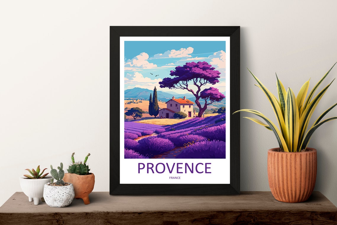 Provence France Lavender Fields Farmhouse Countryside Travel Poster - Image 3