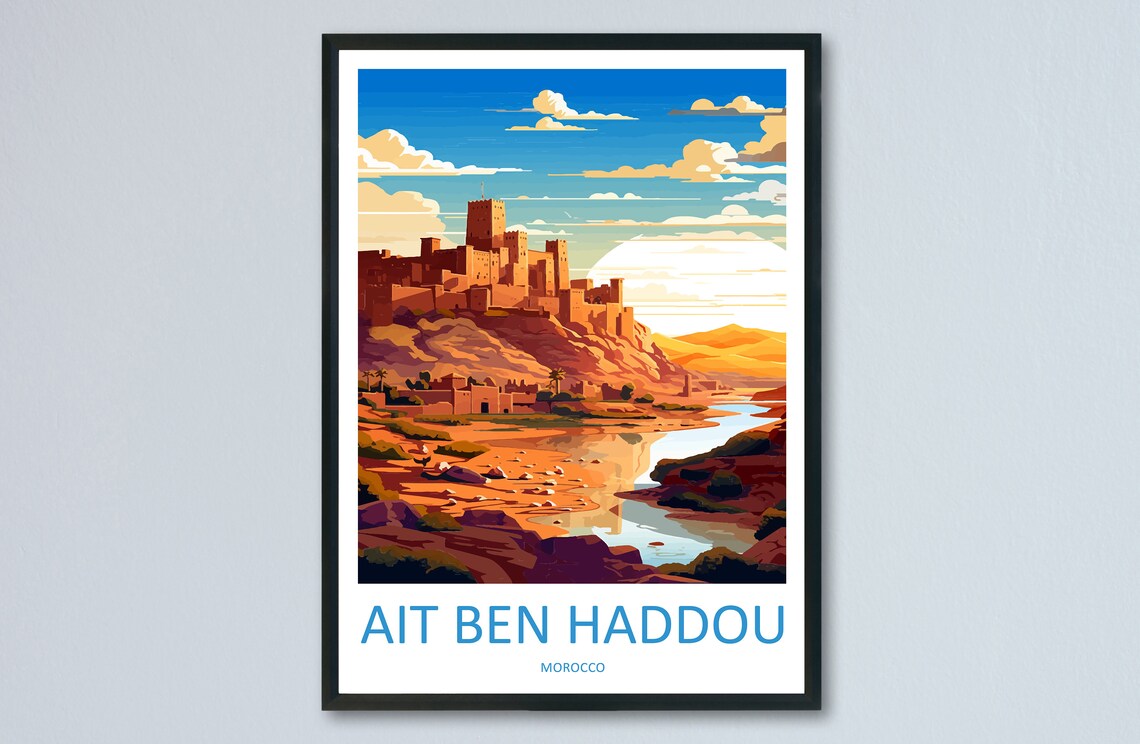 Ait Ben Haddou Morocco Desert Kasbah River Sunset Art Poster