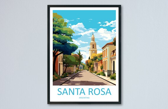 Santa Rosa Argentina Colonial Street Church Tower Travel Poster