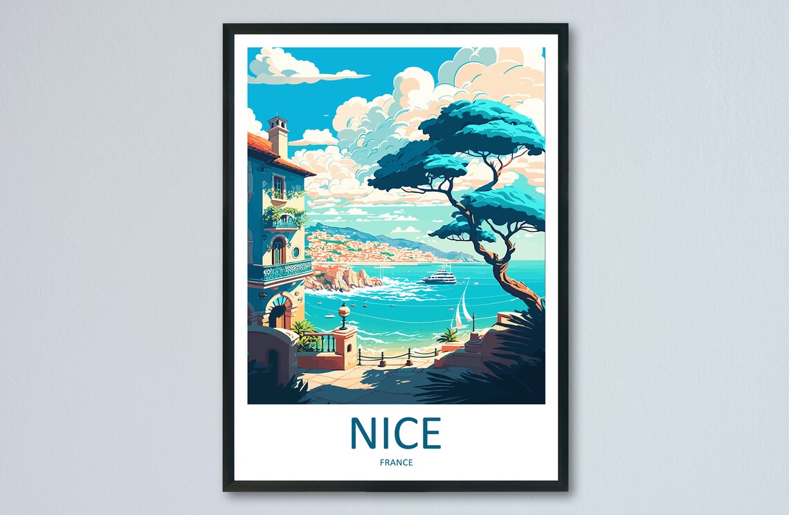 Nice France Riviera Coast Villa Pine Terrace Sea View Poster
