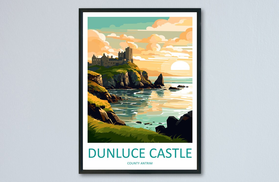 Dunluce Castle Travel Poster, Ireland Wall Art