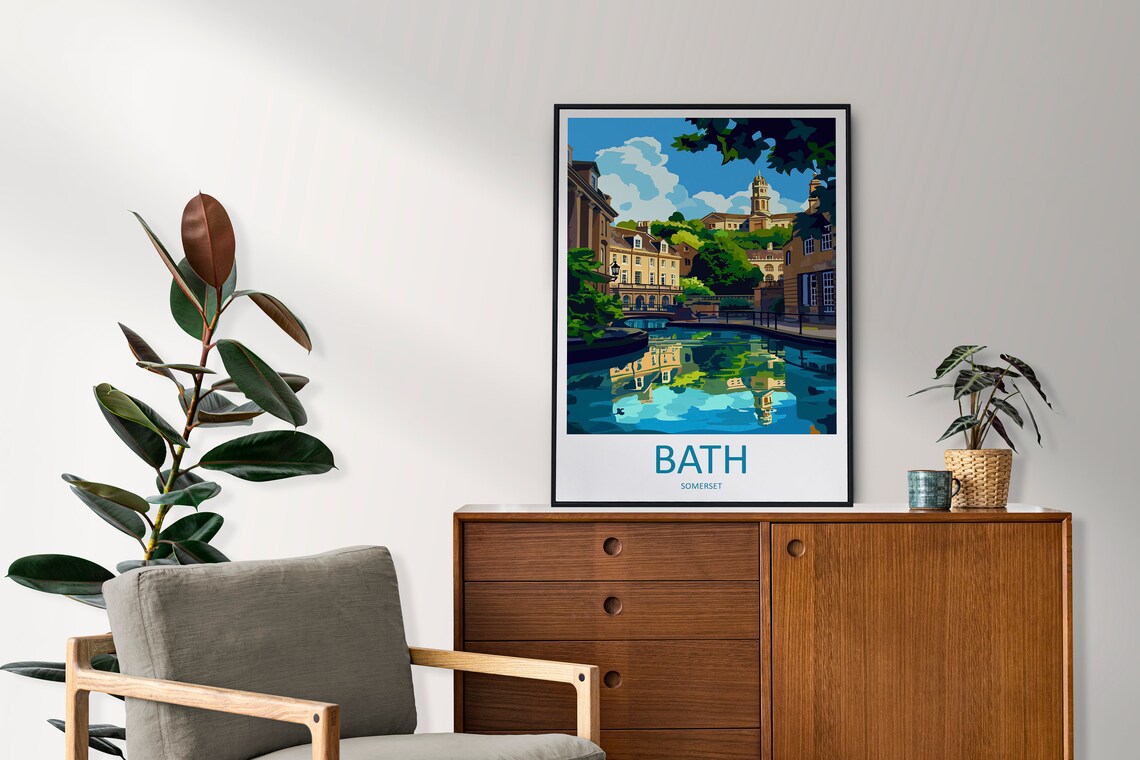 Bath Somerset England River Reflection Historic City Travel Poster - Image 2