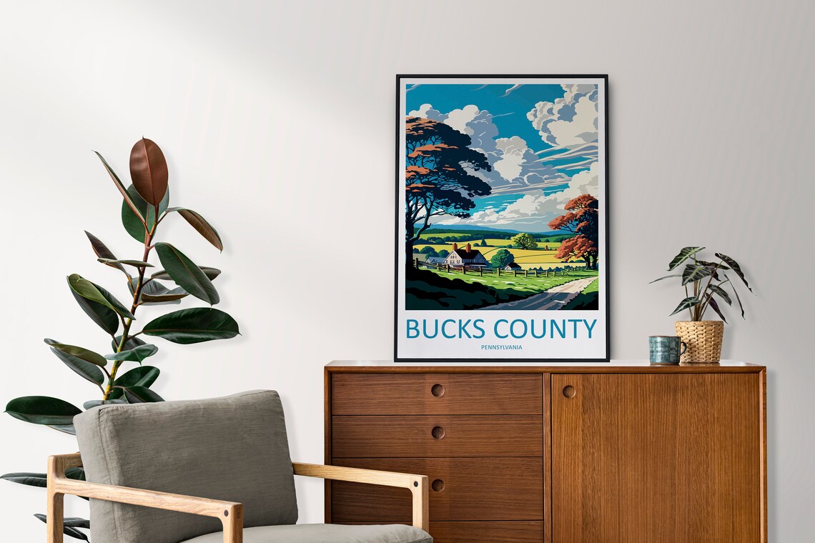 Bucks County Travel Poster, Pennsylvania Wall Art - Image 2