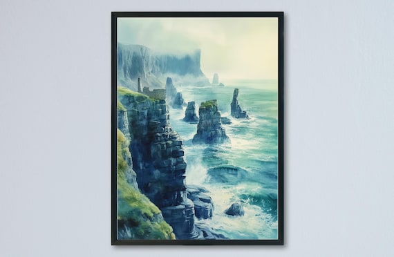 Wick Scotland Caithness Dramatic Sea Stacks Ocean Cliffs Poster