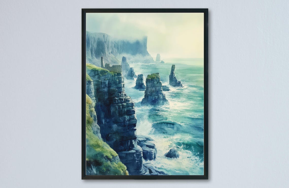 Wick Scotland Caithness Dramatic Sea Stacks Ocean Cliffs Poster