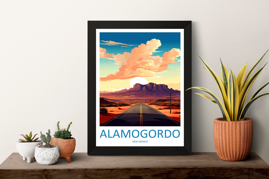 Alamogordo New Mexico Desert Highway at a Blazing Sunset Poster - Image 3