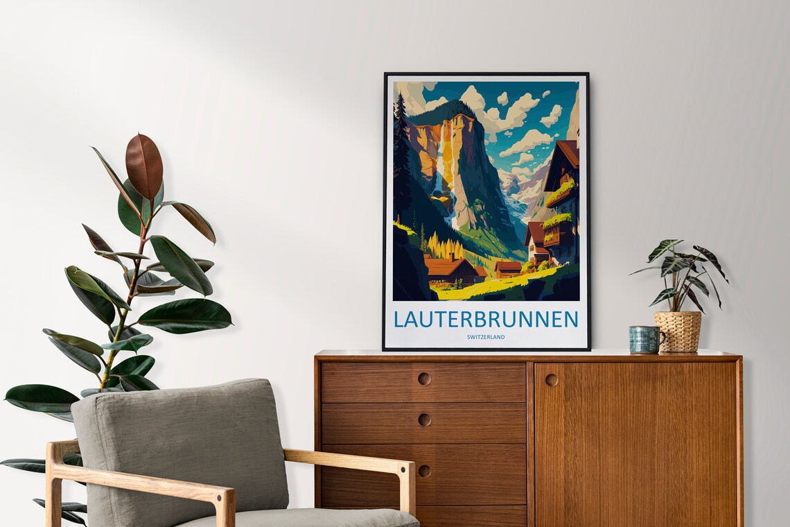 Lauterbrunnen Art Print, Mountain Travel Poster - Image 2
