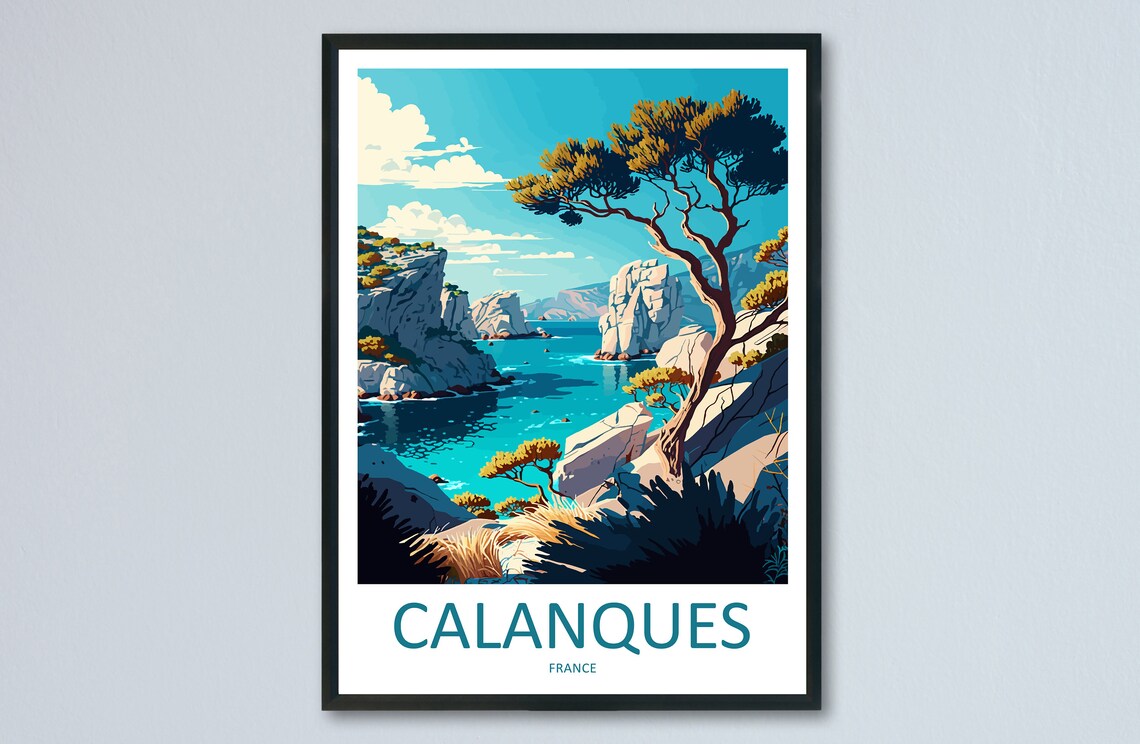 Calanques Travel Poster, France Coastal Place