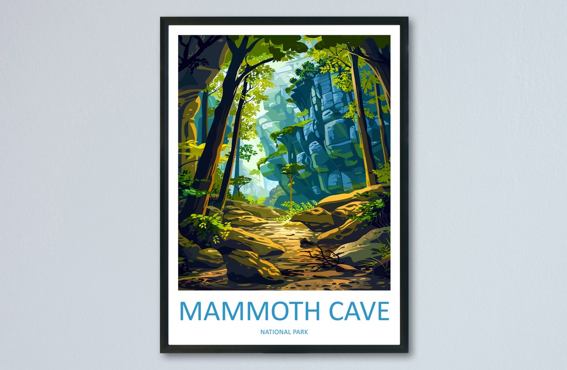 Mammoth Cave National Park Kentucky Forest Stream Canyon Travel Poster