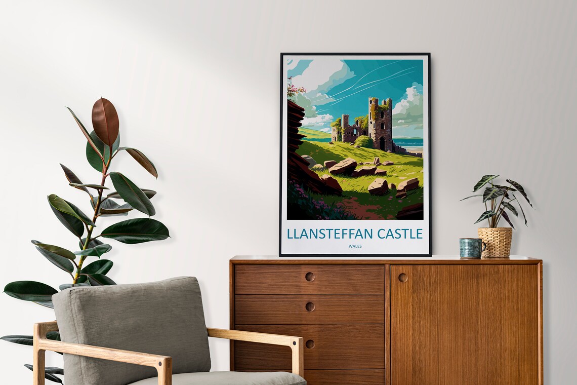 Llansteffan Castle Travel Poster, Wales Landscape - Image 2