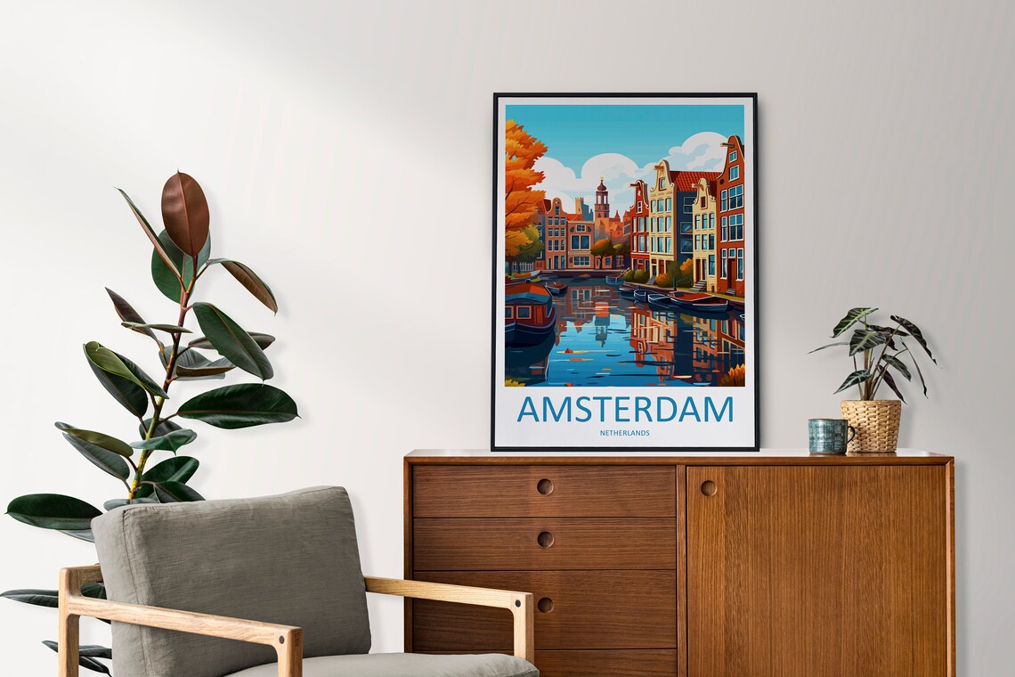 Amsterdam Travel Print Home Decor Wall Art Print - Image 2