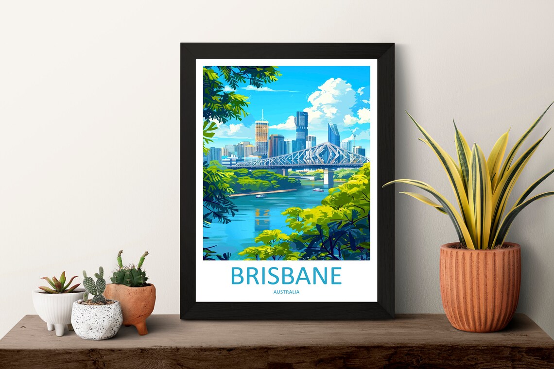 Brisbane Gift Art Lovers Travel Poster - Image 3