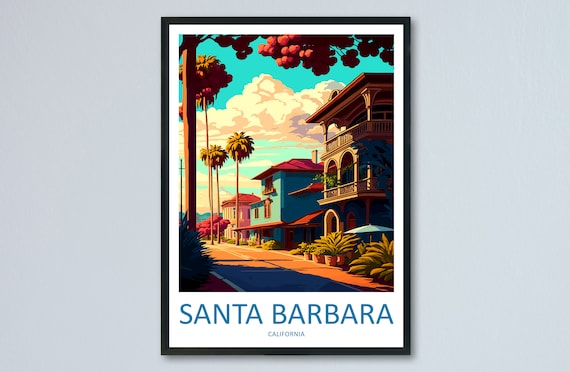 Santa Barbara Travel Poster, California Wall Art