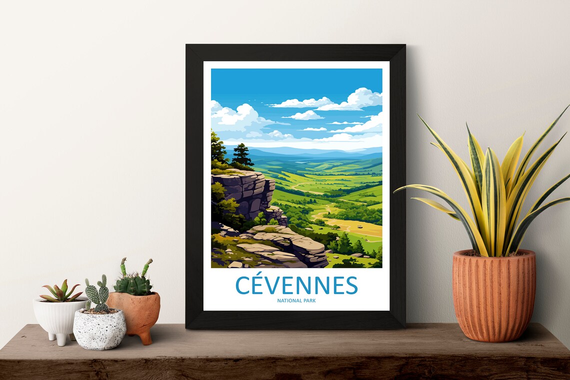 Cevennes National Park France Cliff Valley View Travel Poster - Image 3