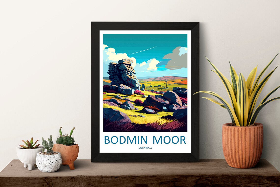 Bodmin Moor Cornwall Travel Poster with Granite Tors and Wild Moorland - Image 3