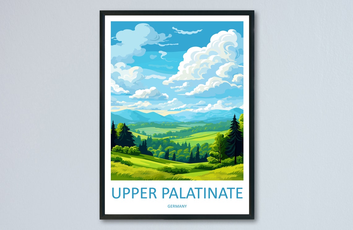 Upper Palatinate Green Hills Dramatic Sky Germany Travel Poster