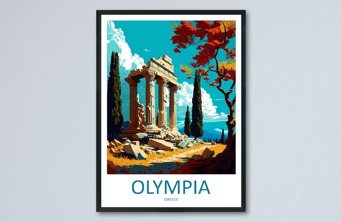 Olympia Greece Travel Poster, European Wall Art
