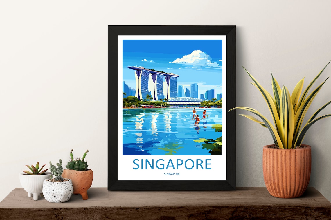 Marina Bay Sands Singapore Travel Poster, Home Decor - Image 3