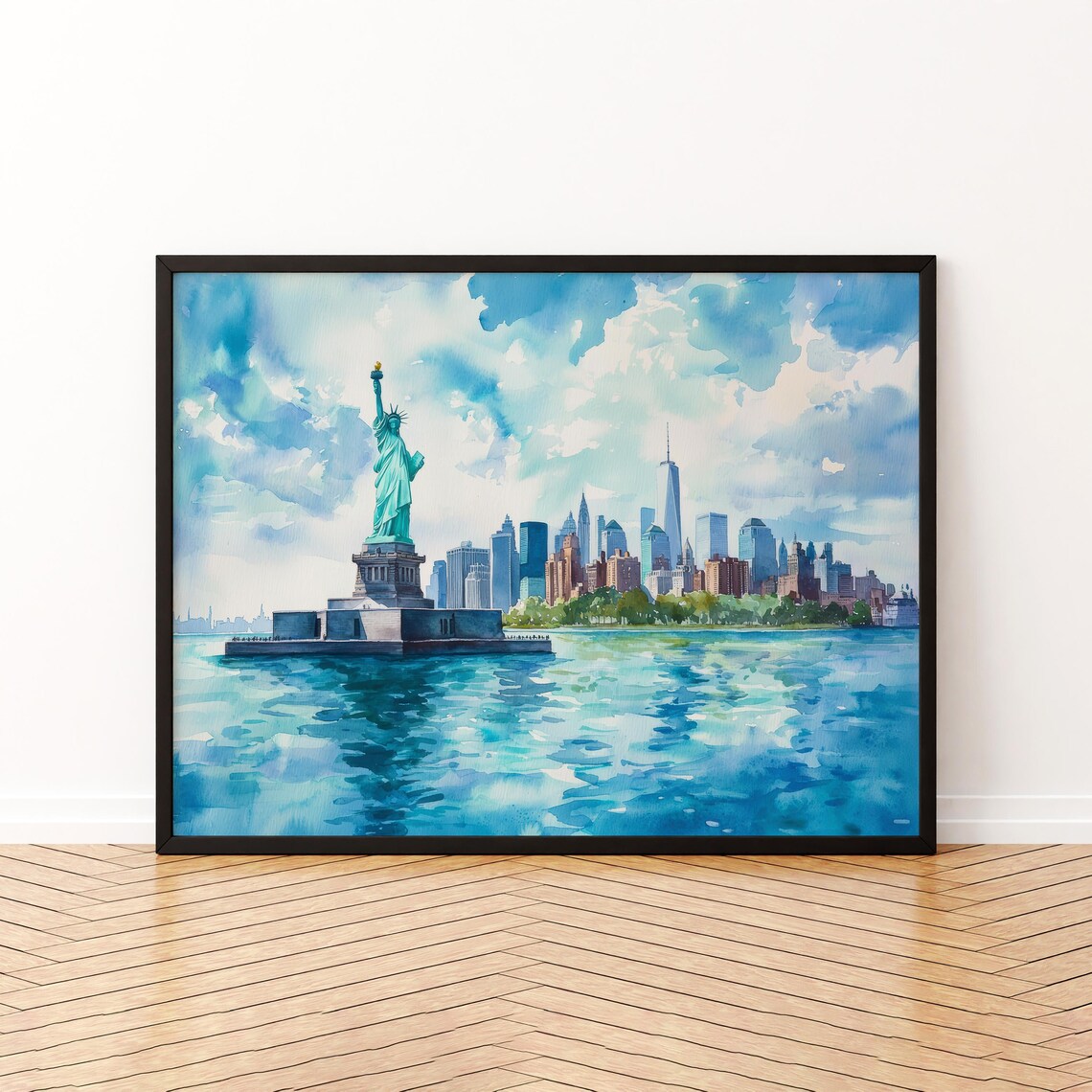 Statue Of Liberty New York Watercolor Travel Poster
