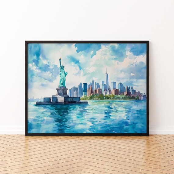Statue Of Liberty New York Watercolor Travel Poster