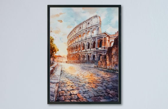 Rome Watercolor Poster Print, Italy Cityscape
