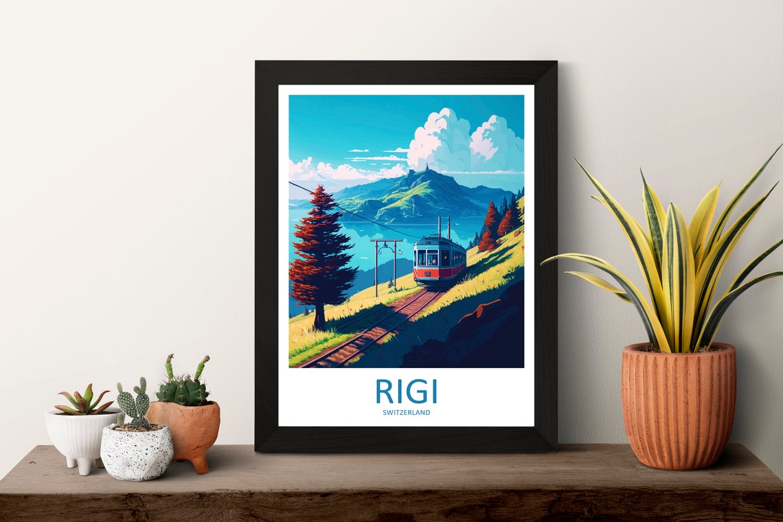 Rigi Switzerland Cogwheel Railway Alpine Lake Summit Travel Poster - Image 3