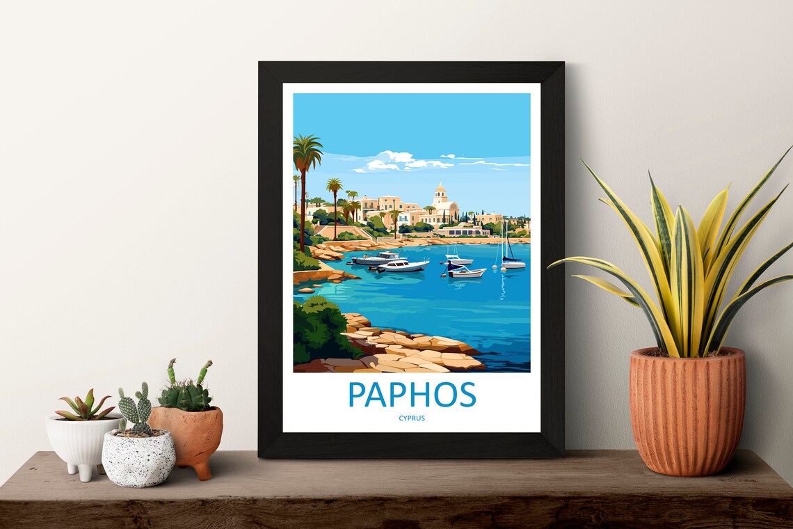 Paphos Travel Print, Cyprus Travel Poster - Image 3
