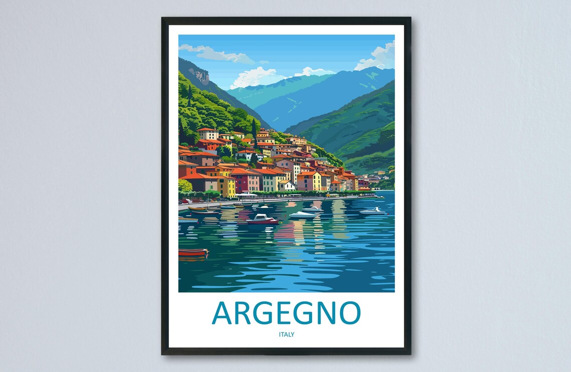 Argegno Italy Travel Poster, Europe Wall Art