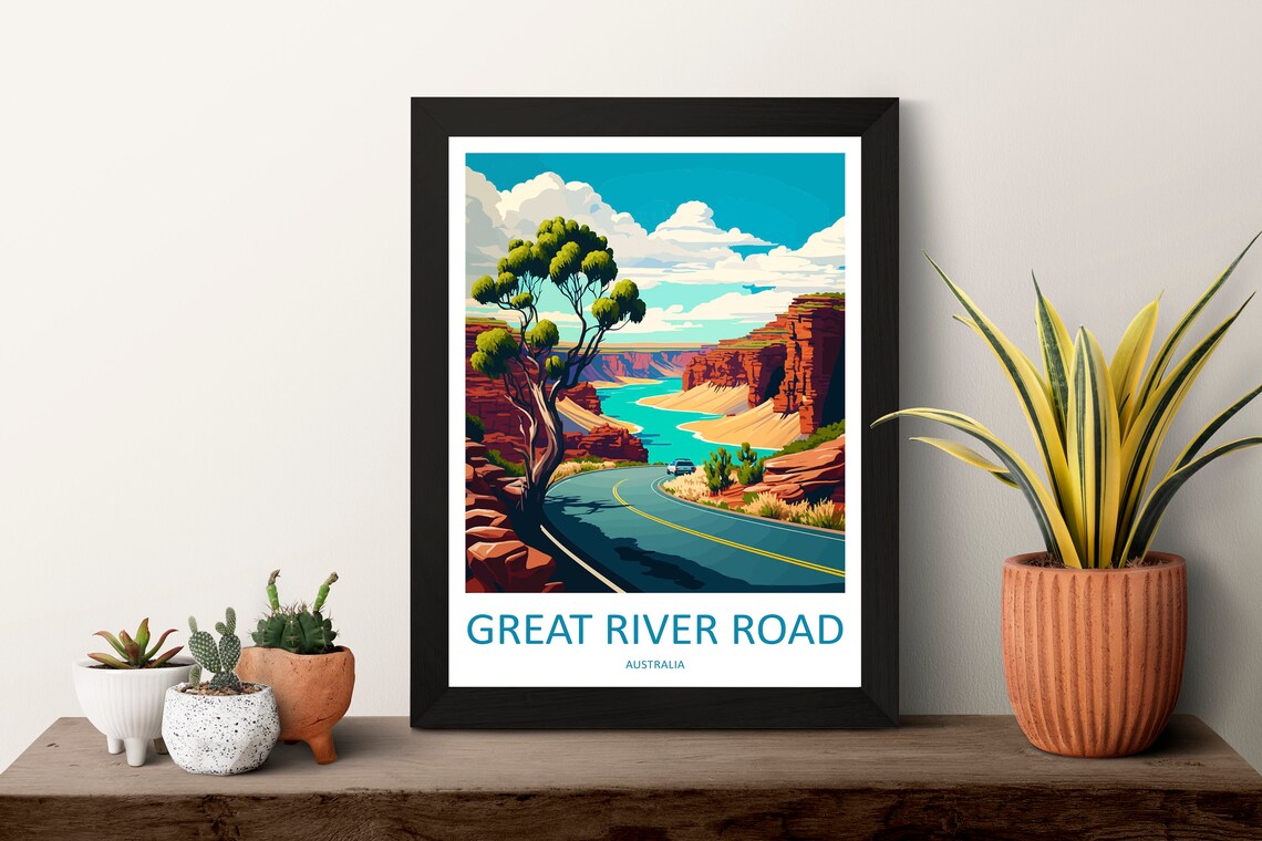 Great River Road Red Rock Canyon Drive Australia Travel Poster - Image 3