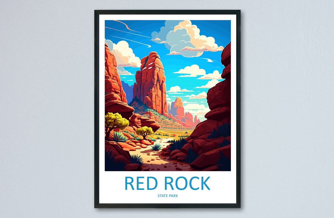 Red Rock State Park Arizona Canyon Trail Illustration Travel Poster