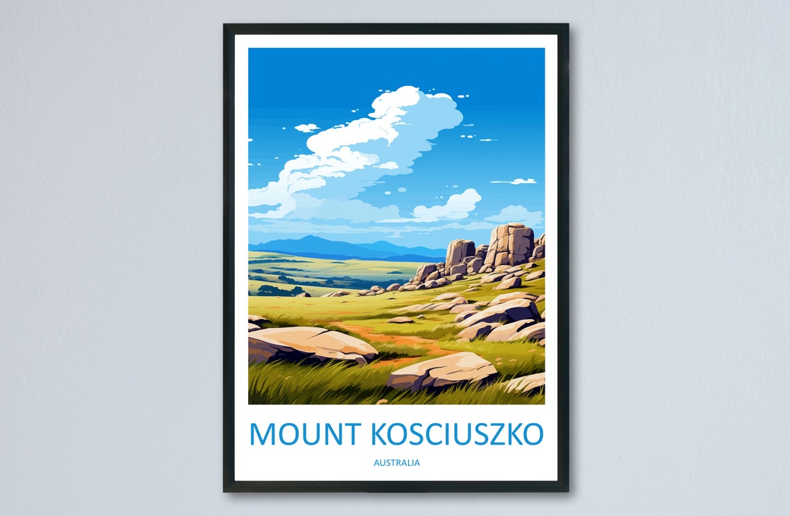 Mount Kosciuszko Alpine Rocky Plain Summit Australia Travel Poster