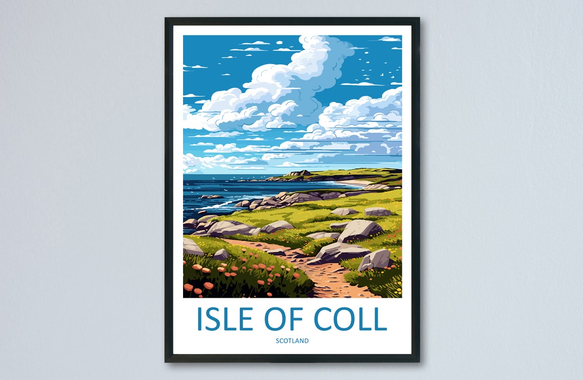 Isle Of Coll Travel Print Wall Art Isle Of Coll Wall Hanging Home Dcor Isle Of Coll Gift Art Lovers Scotland Art Lover Travel Gift