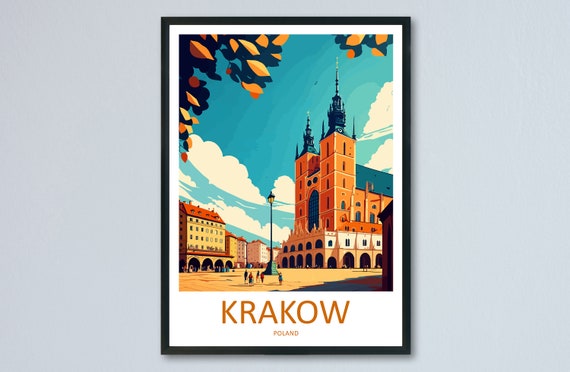 Krakow Travel Poster, Poland Wall Art