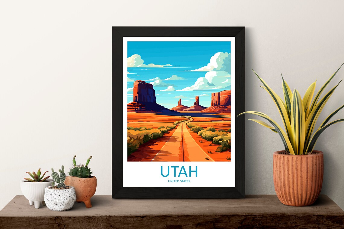 Utah Desert Red Rock Road Monument Valley Scenic Travel Poster - Image 3