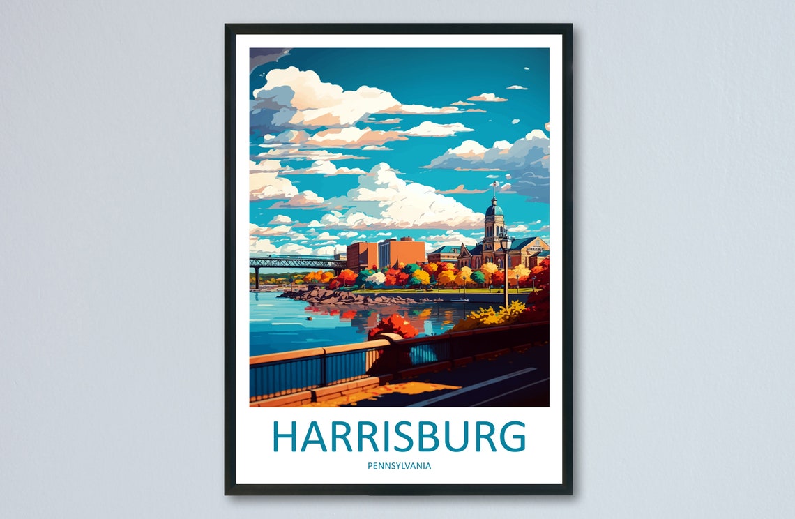 Harrisburg Pennsylvania Riverfront Skyline Fall Colors Poster