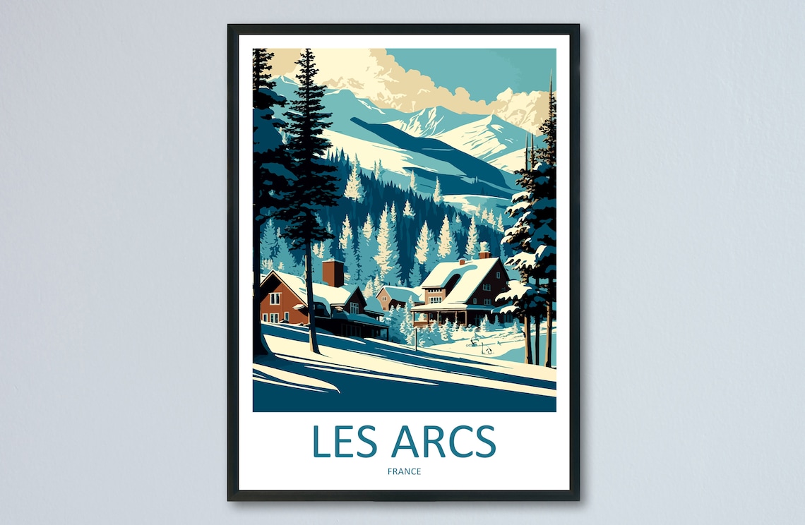 Les Arcs Travel Poster, Ski Art for Home Decor