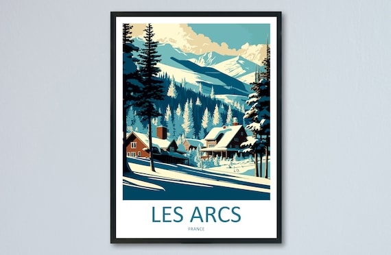 Les Arcs Travel Poster, Ski Art for Home Decor
