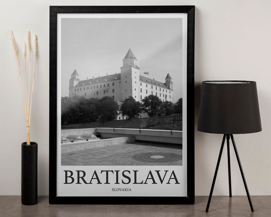 Bratislava Slovakia Hilltop Castle View Black White Photo Poster - Image 3