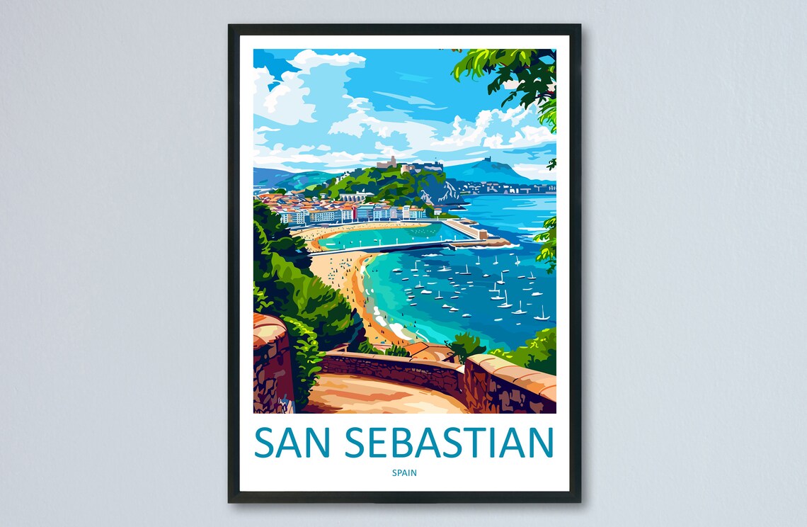 San Sebastian Travel Poster, Spain Wall Art