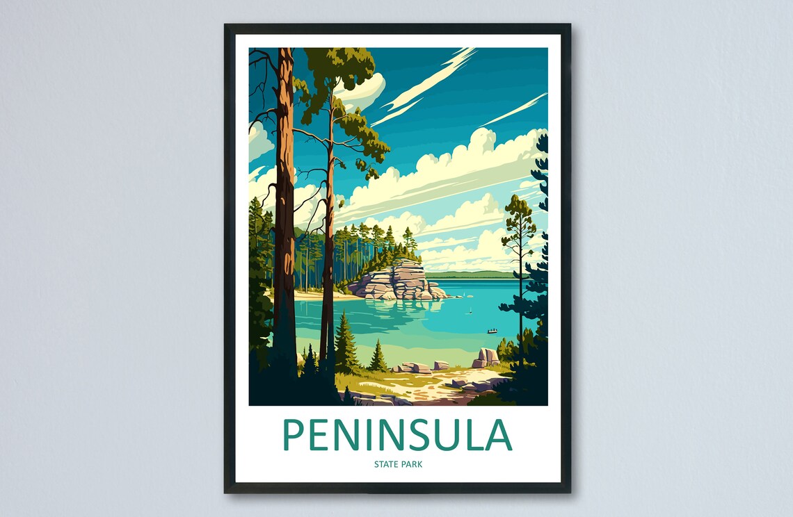 Peninsula State Park Travel Poster, Wisconsin Landscape