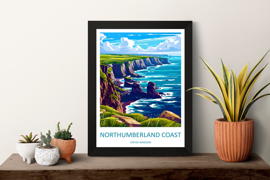 Northumberland Coast United Kingdom Sea Cliffs And Rock Stacks Poster - Image 3