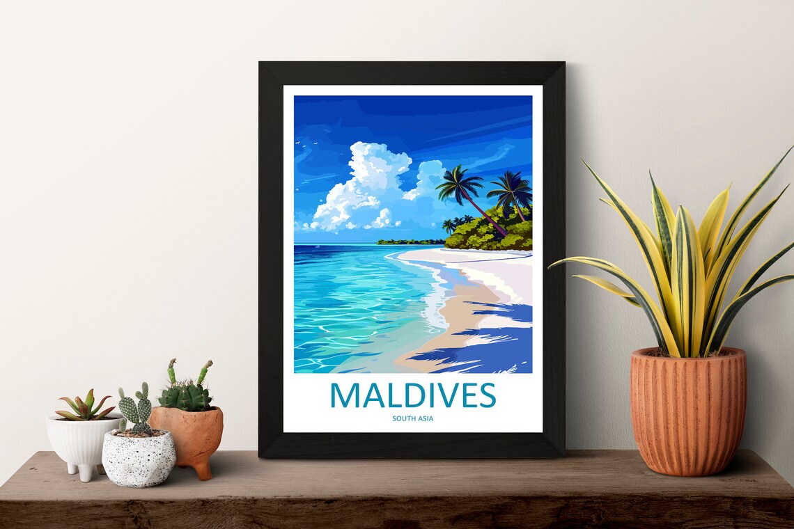 Maldives Travel Poster, South Asia Wall Decor - Image 3