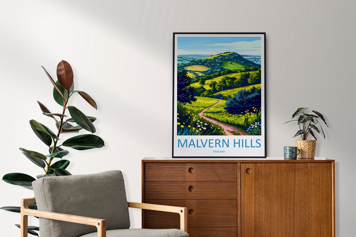 Malvern Hills England Rolling Green Countryside Travel Poster - Image 2
