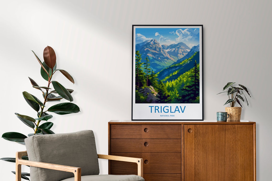 Triglav National Park Alpine Peaks Lush Pine Forest Vintage Poster - Image 2