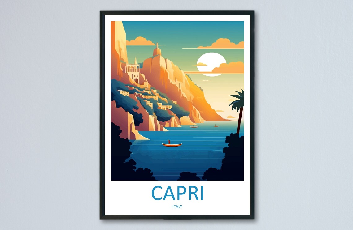 Capri Travel Poster, Capri Italy Wall Art Print