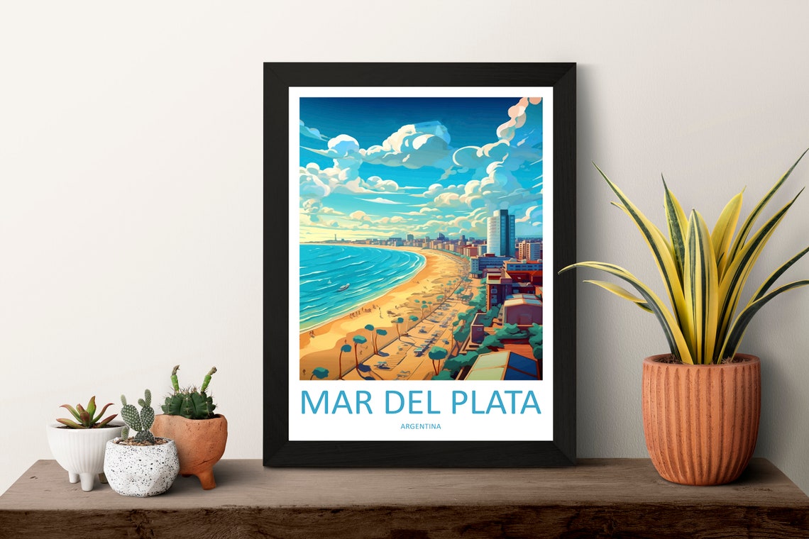 Mar Del Plata Argentina Beach Promenade Skyline Travel Poster - Image 3