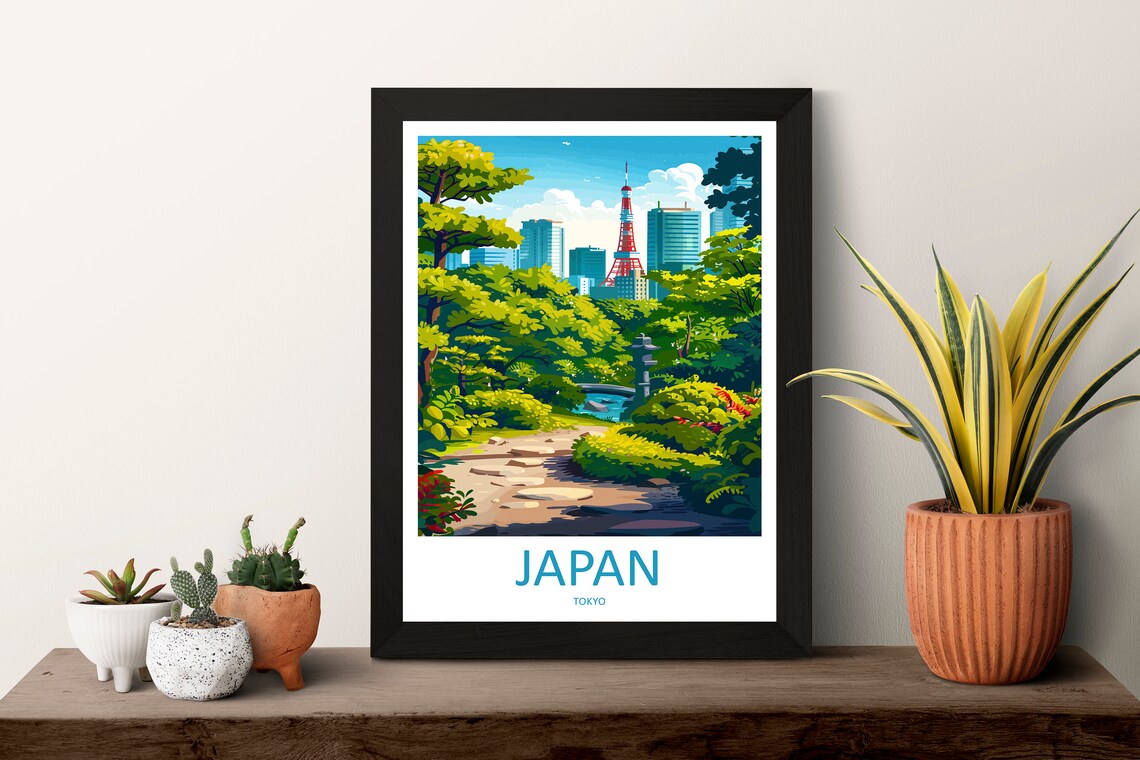 Tokyo Japan Tower Skyline Garden Cityscape Modern Travel Poster - Image 2