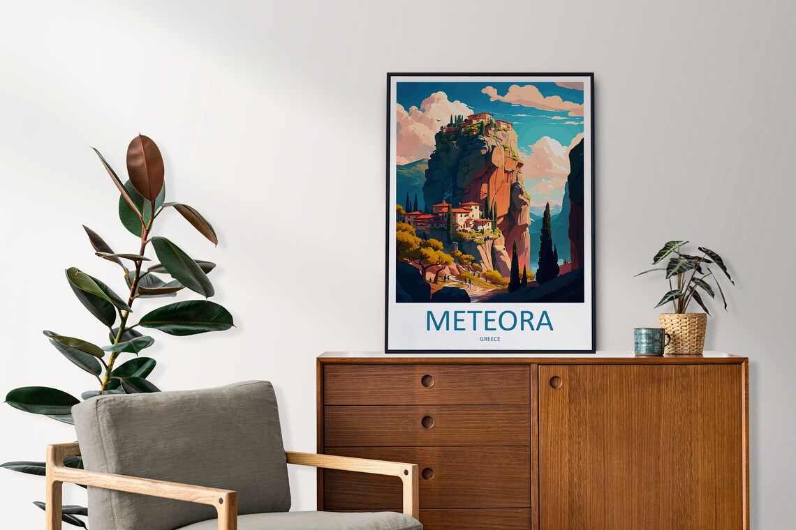 Meteora Greece Travel Poster, Wall Art Print - Image 2