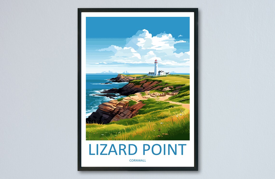 Lizard Point Travel Poster, England Place Print