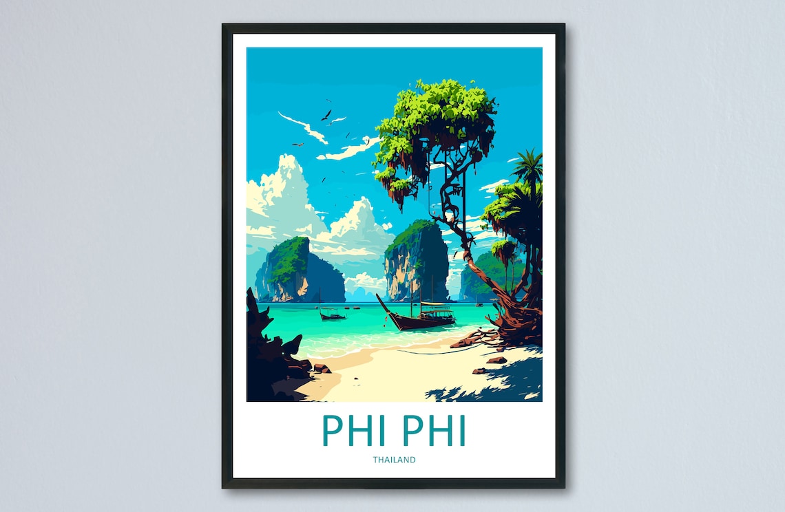 Phi Phi Travel Poster, Thailand Place Print